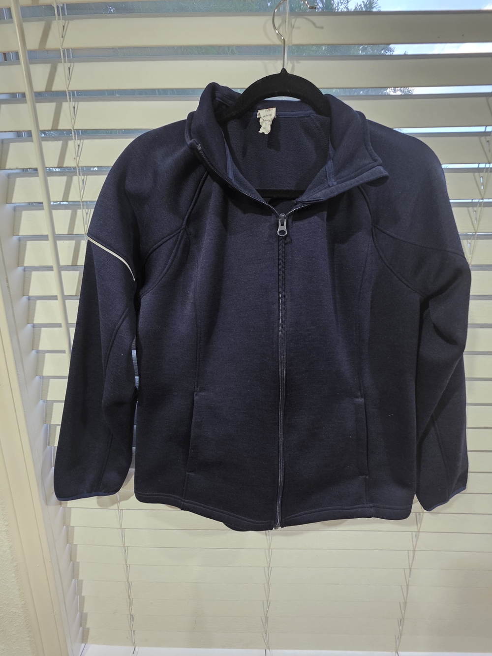 Danskin Now Women's Full Zip Fleece Jacket Navy Solid Athleisure Long Sleeve M